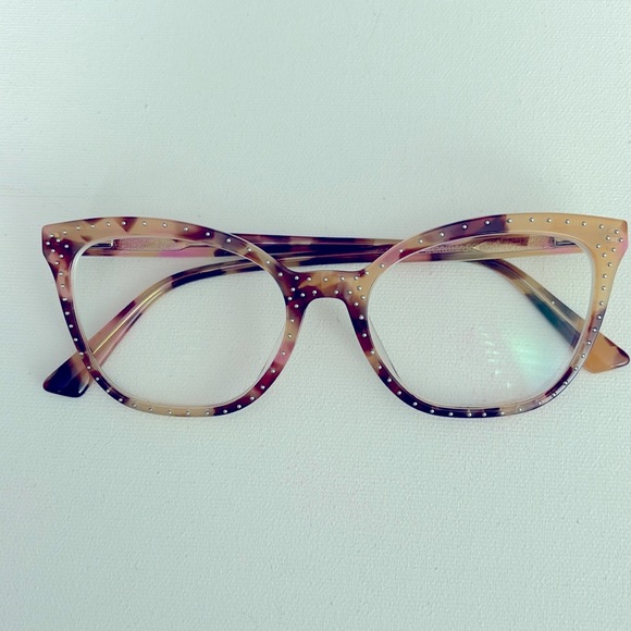 Prescription eyeglasses frame small tortoise cat-eye brown pink zenni - Picture 3 of 6